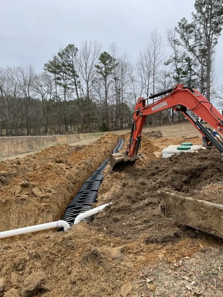 Excavated trench for a sewer line repair